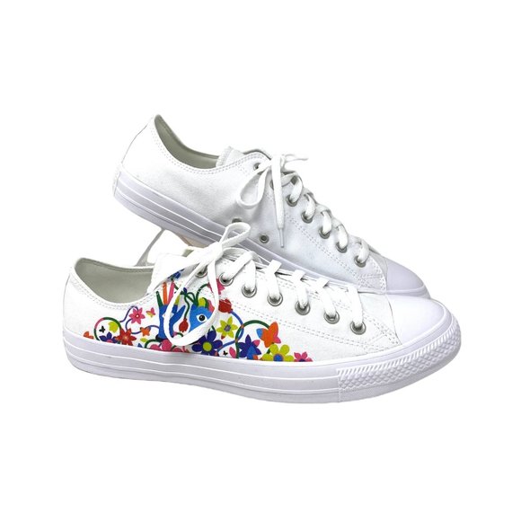 Converse Other - Converse CTAS OX Flower Print White Canvas Low Top Sneakers Men's Size 170823C